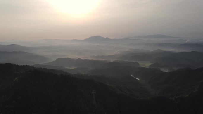 山峦航拍大好河山落日山峦