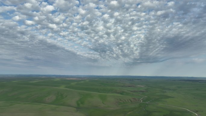 航拍草原丘陵天空云彩视频素材