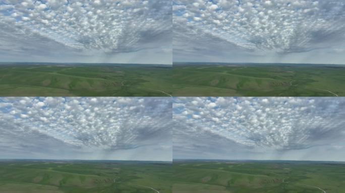 航拍草原丘陵天空云彩视频素材