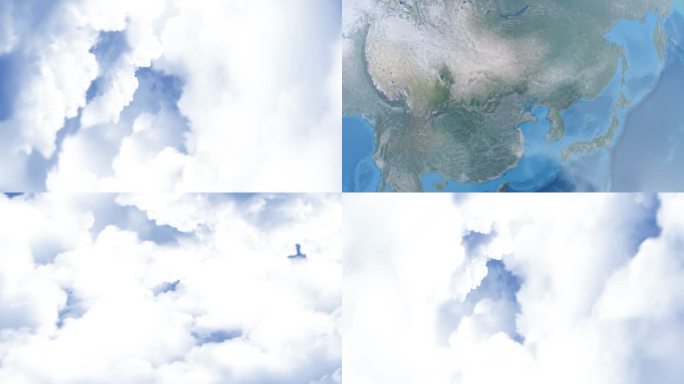 AE模板穿越云层俯冲地球到达城市