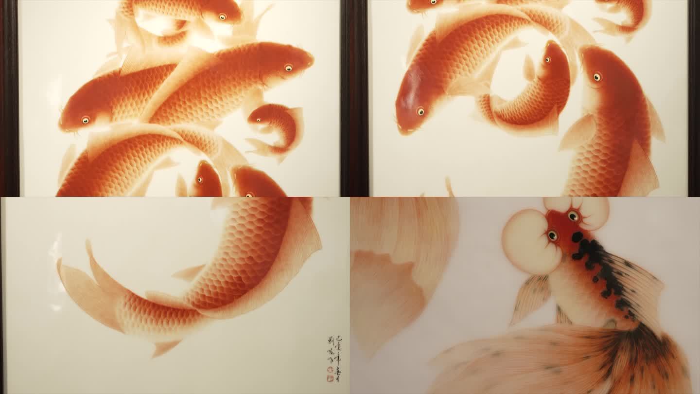 鲤鱼瓷板画