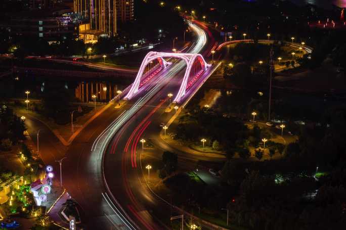 涑河桥夜景车流延时摄影