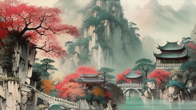 中国风诗歌戏曲仙侠舞台背景
