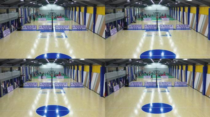 无人机航拍室内篮球馆