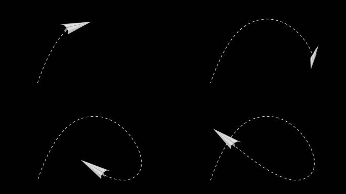 白色纸飞机航线多角度运动通道03