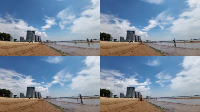 金梦海湾海边沙滩延时摄影素材