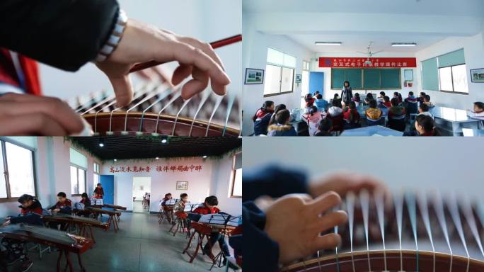学生学习古筝 古筝弹奏 古风乐器