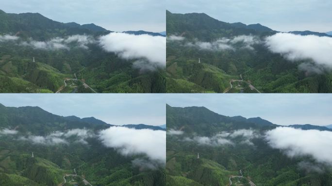 清晨山雾自然风景大山青山雾景