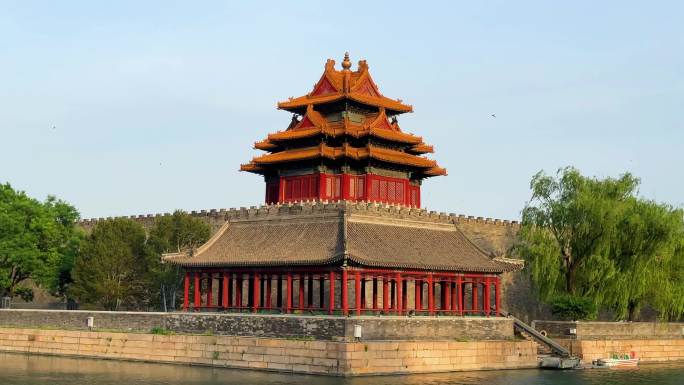 北京紫禁城故宫博物院护城河故宫角楼蝈蝈笼