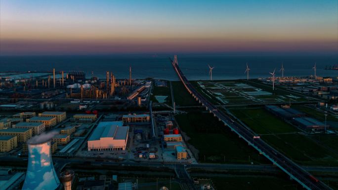 杭州湾跨海大桥夕阳延时