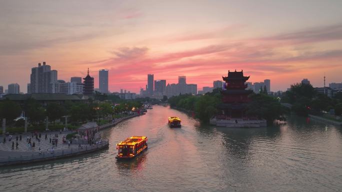 江苏淮安端午小长假里运河夜经济