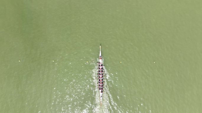 端午节赛龙舟航拍龙舟比赛俯拍湖水面划龙舟