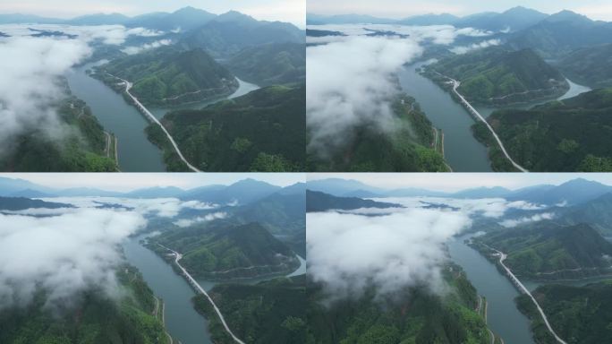 山河水域河流自然云雾风景