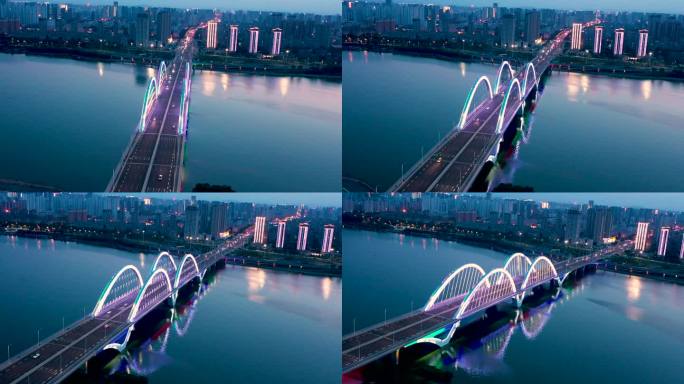 4K航拍山东省临沂市南京路沂河大桥风景