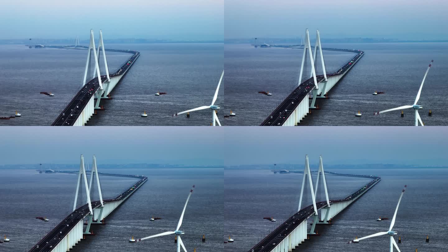 杭州湾跨海大桥长焦傍晚