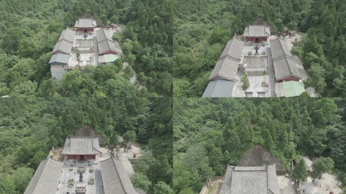 深山古寺庙航拍