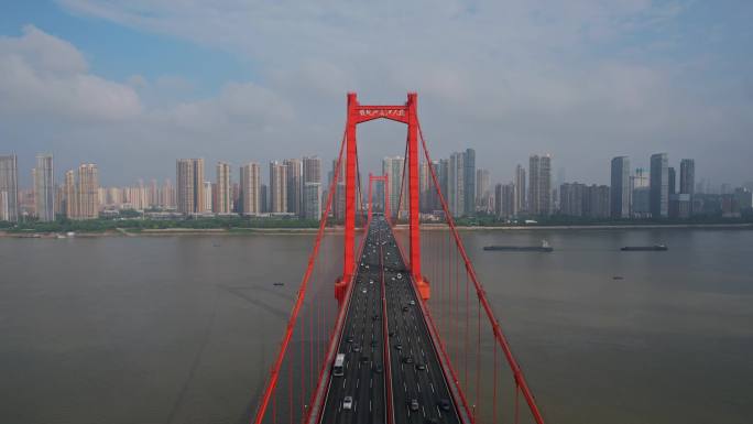 武汉鹦鹉洲大桥长江大桥4K原创航拍
