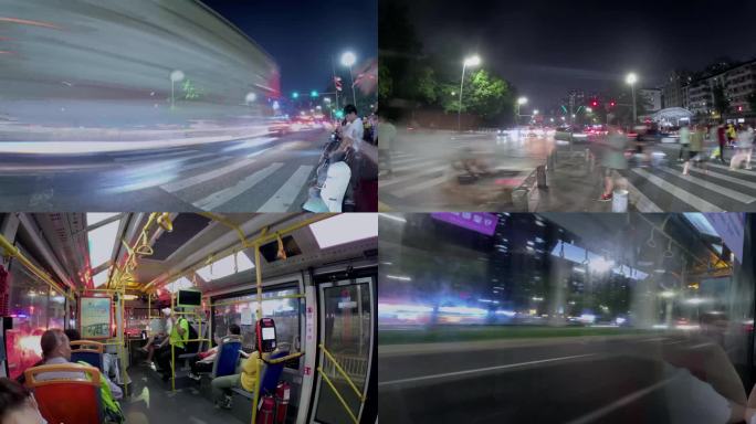 4K城市人流公交车红绿灯延时
