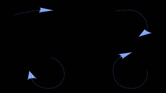 蓝色纸飞机轨迹拖尾多角度运动通道02