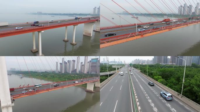 问界M5M7行驶武汉三环线白沙洲长江大桥