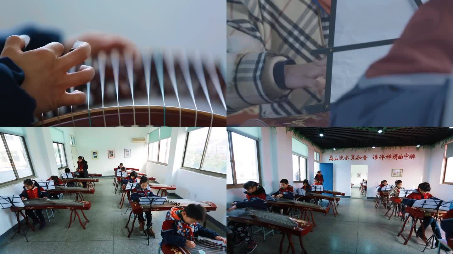 学生学习古筝 古筝弹奏 古风乐器