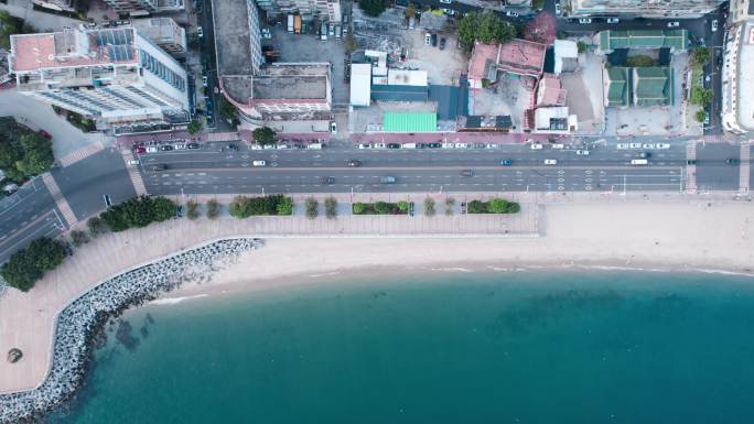 南澳岛县城海岸线航拍