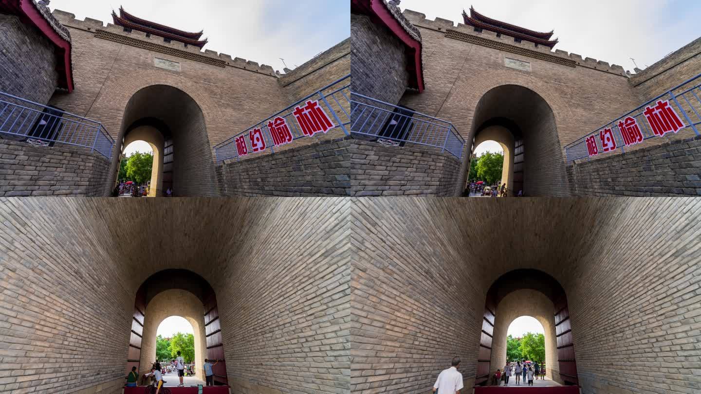 陕西省榆林市榆阳区南大街城门瓮城延时摄影