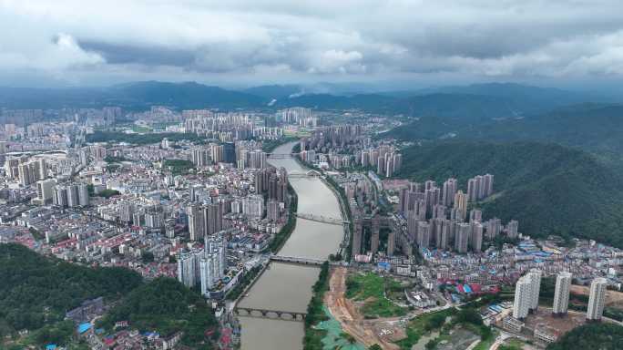 5K航拍湖南浏阳市区城市全景10