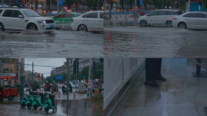 城市内涝.商家自救排水