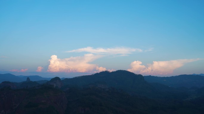 武夷山日落延时山峰云朵晚霞唯美自然风光景