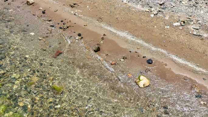 清澈沙滩湖水海水浪花慢动作升格镜头