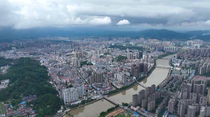 5K航拍湖南浏阳市区城市全景8