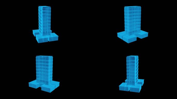 全息素材科技感大楼 建筑1-1