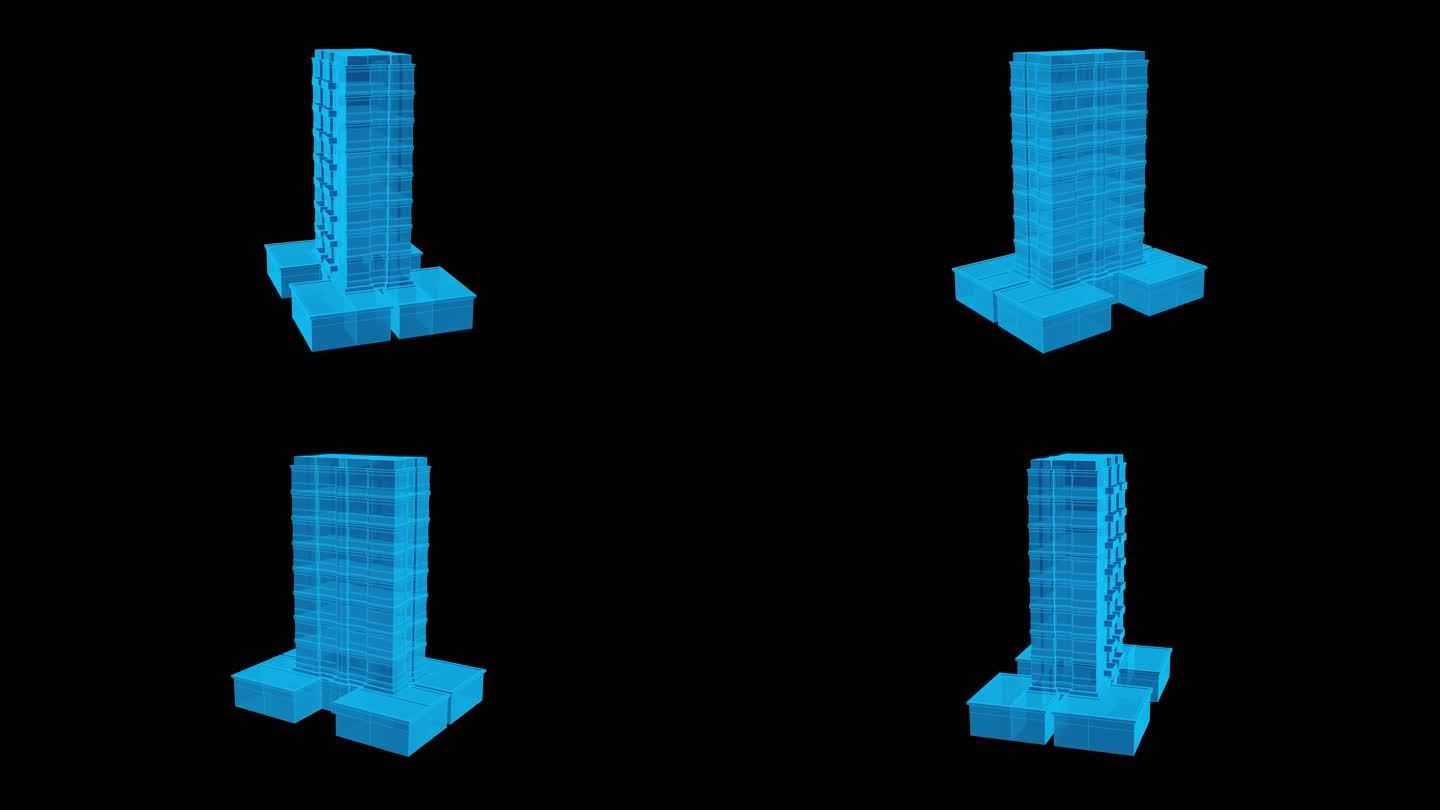 全息素材科技感大楼 建筑1-1