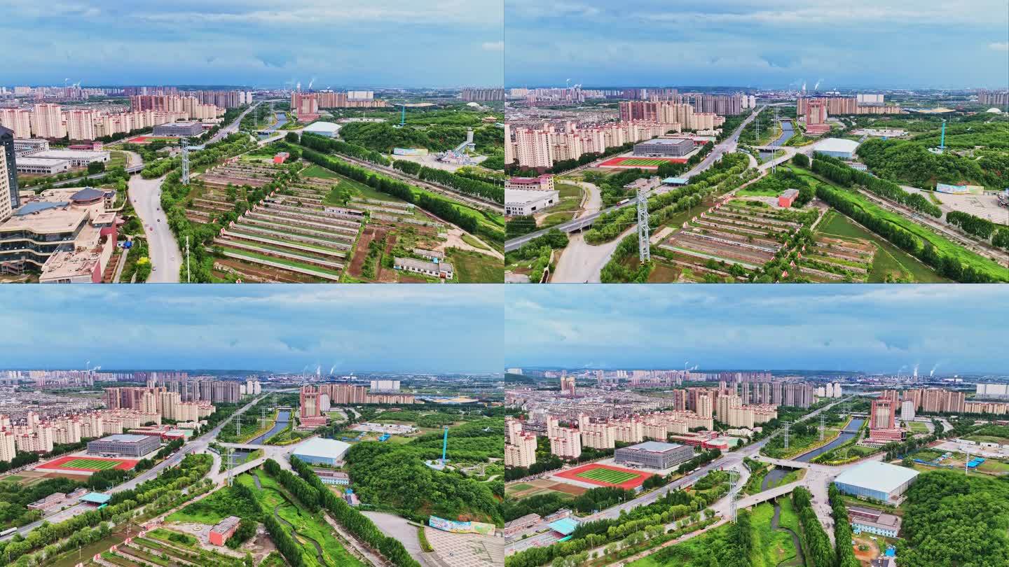 辽宁抚顺高湾经济开发区航拍城市风景