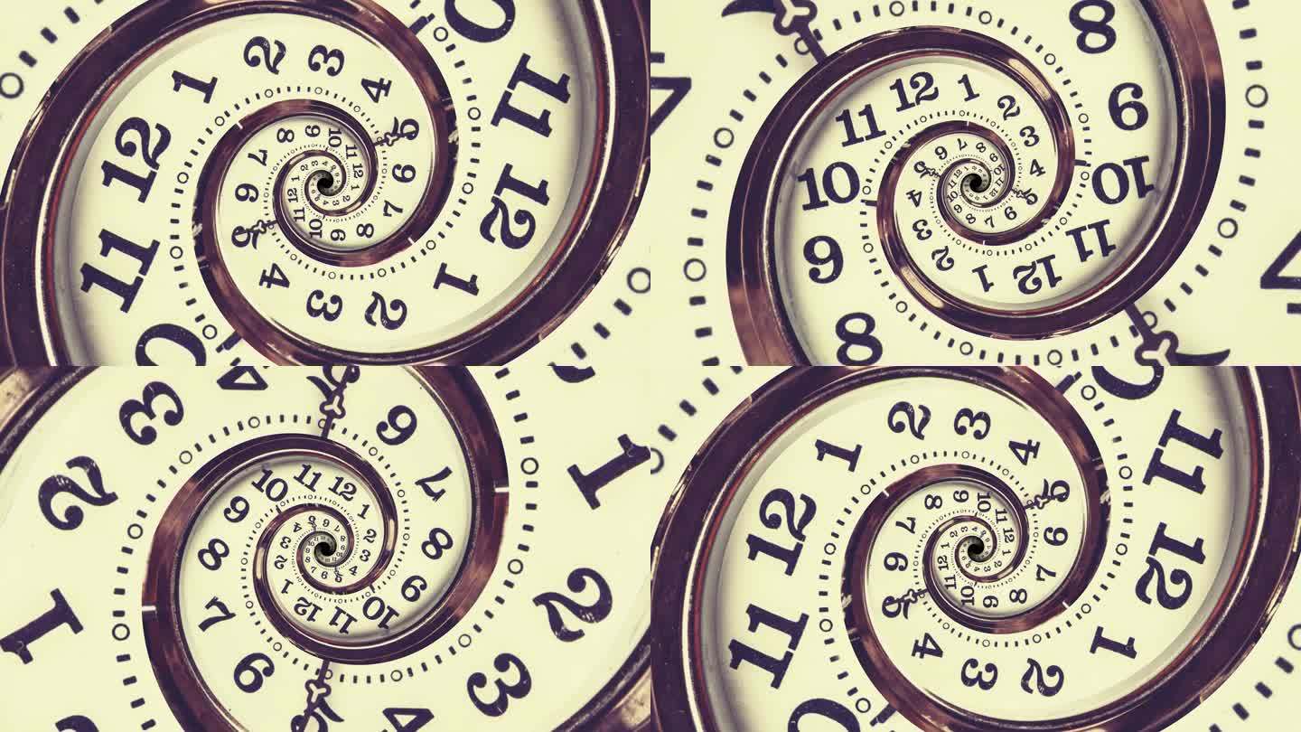 螺旋时钟无缝循环钟表时间概念相对论时空