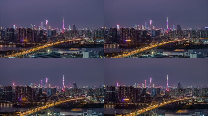 长焦航拍广州地标夜景