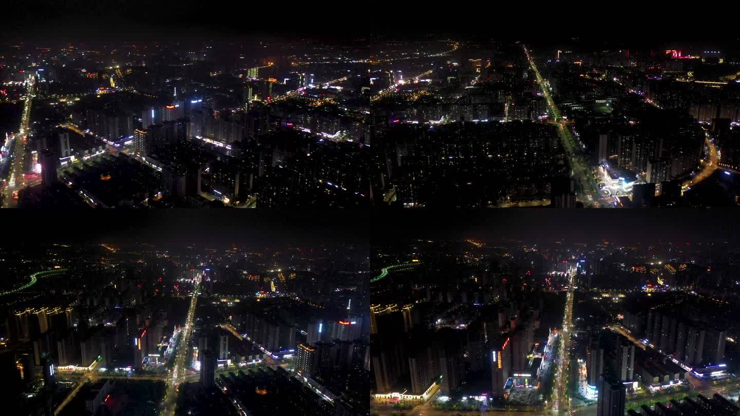 4K航拍衡阳市城市夜景船山大道夜景3