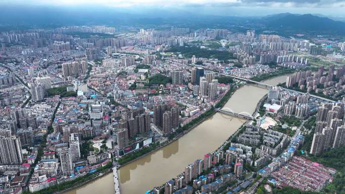 5K航拍湖南浏阳市区城市全景21