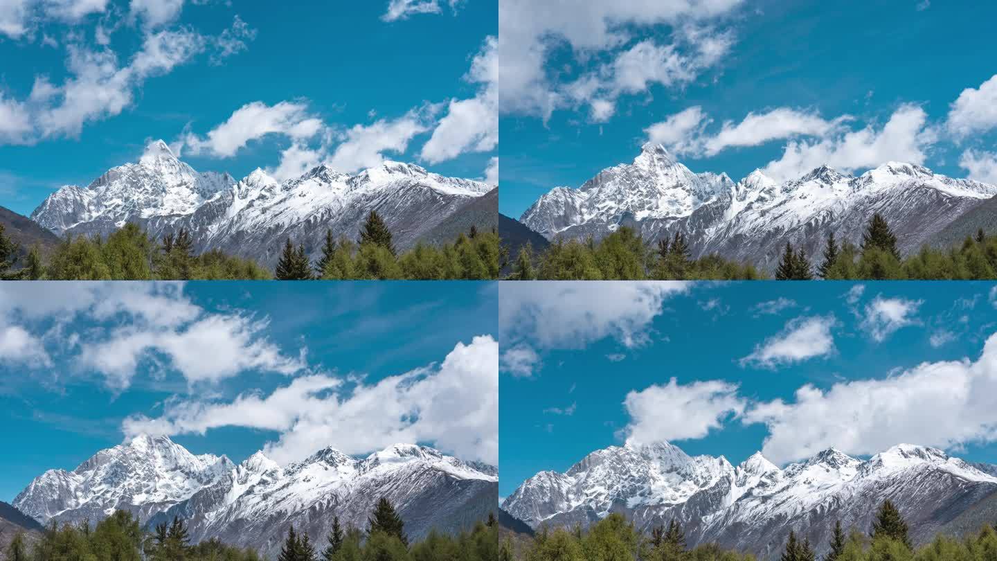四姑娘山蓝天白云延时短片