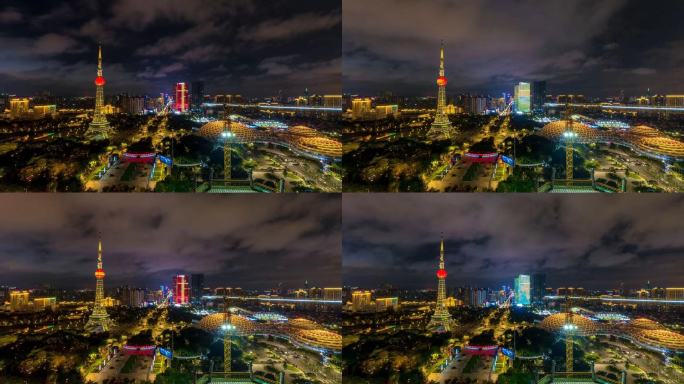 佛山禅城城市地标夜间全景延时摄影