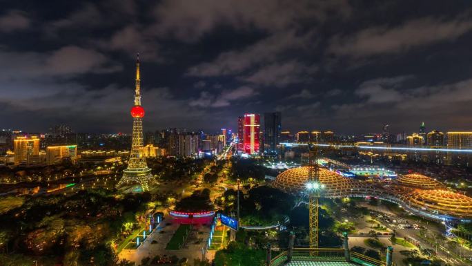 佛山禅城城市地标夜间全景延时摄影