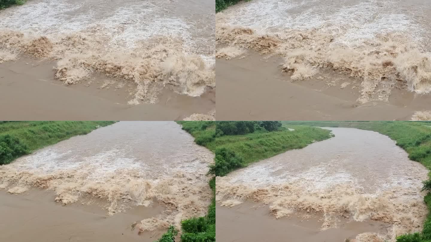 洪水排涝 洪涝 洪灾田埂水渠 洪水泛滥