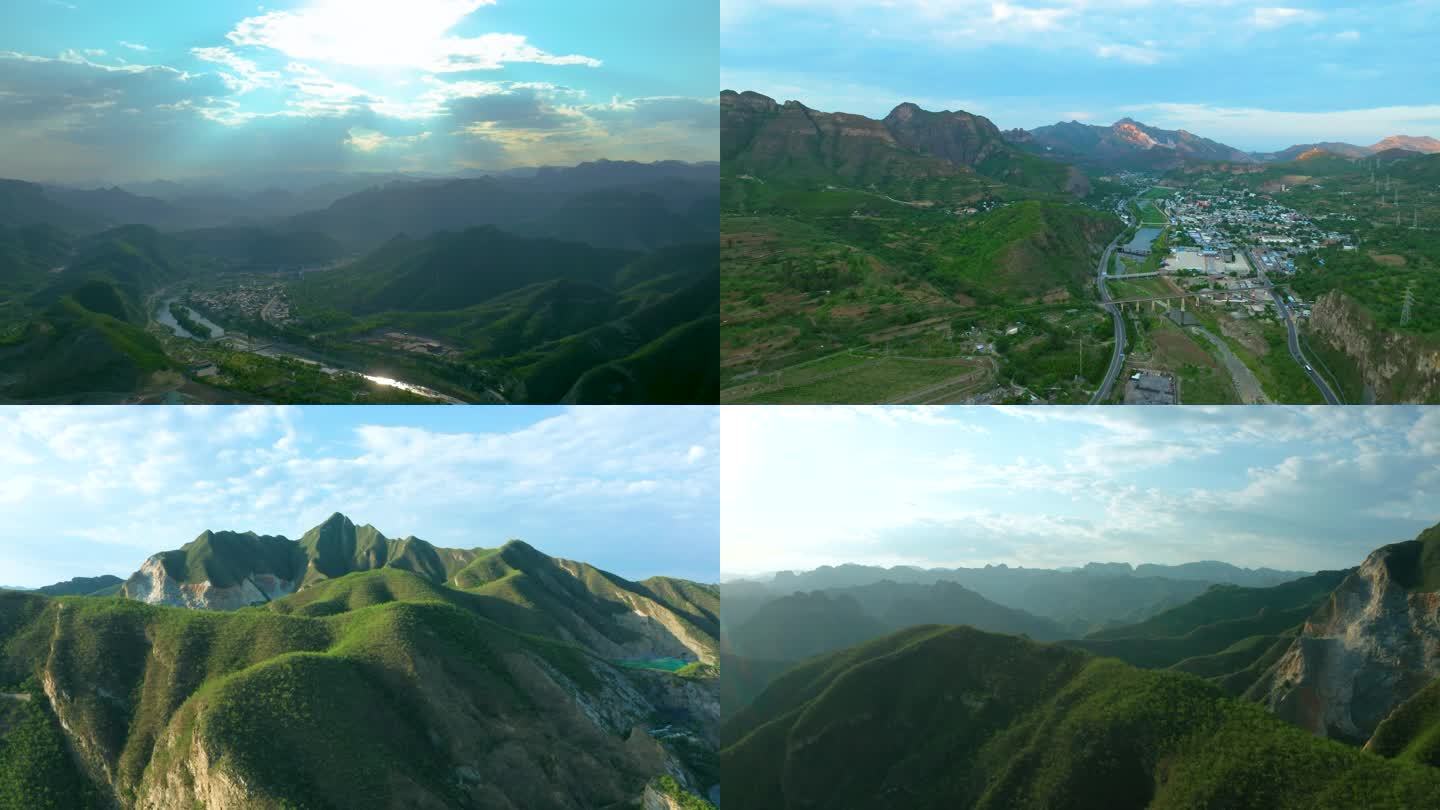 航拍房山区 山村景色