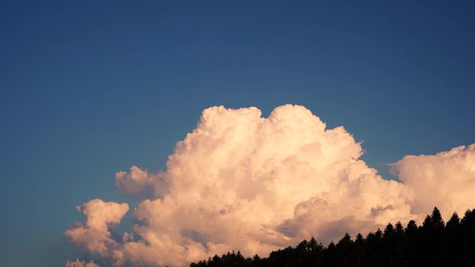 森林黄昏云朵延时晚霞天空云卷云舒唯美风景