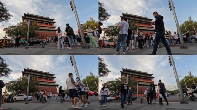 老北京鼓楼大街街头行人延时摄影