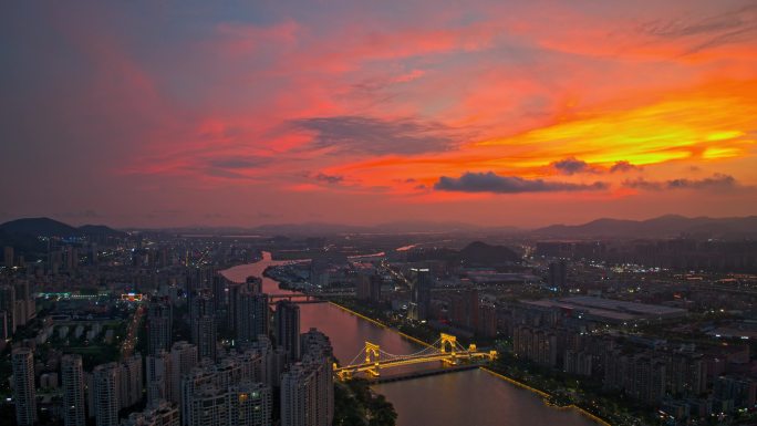 珠海前山河香山桥晚霞/航拍/南屏二桥夜色