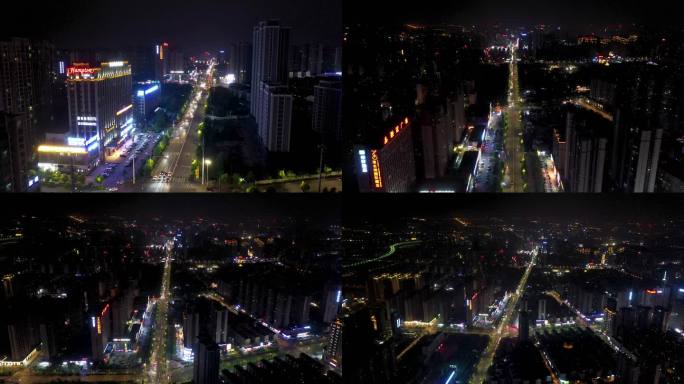 4K航拍衡阳市城市夜景船山大道夜景