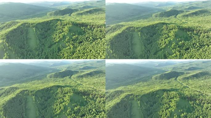 航拍大兴安岭寒温带山林风光