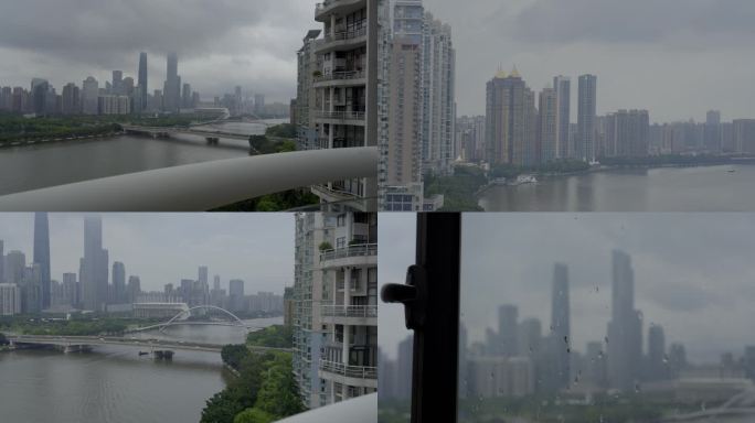2023广州珠江新城两岸端午乌云密布